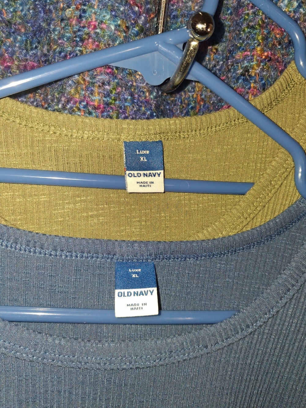 Old Navy XL Luxe Tank Tops in Blue and Olive - Picture 2 of 4